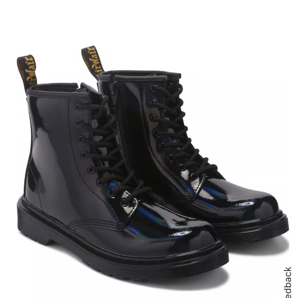Dr Martens 1460 J Kids Black Patent Leather Combat Boots Size 3 US 2 UK 34 EU